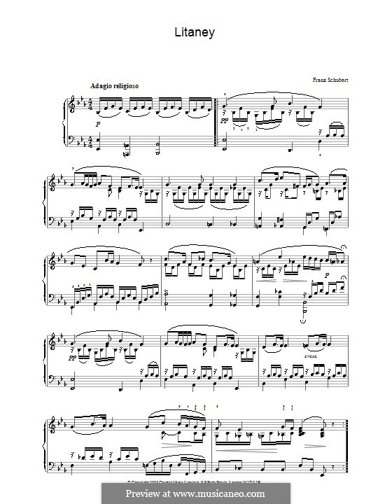 Litanei, D.343: Für Klavier by Franz Schubert