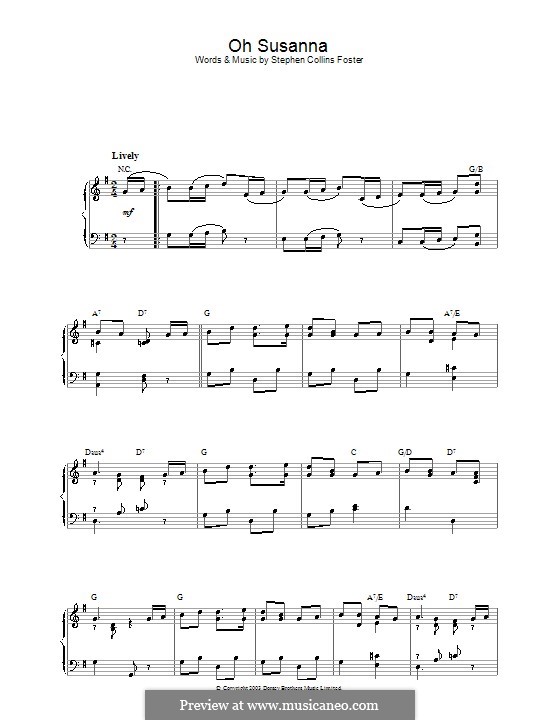 Oh! Susanna: Für Klavier by Stephen Foster