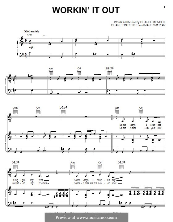 Workin' It Out (Hilary Duff): Für Stimme und Klavier (oder Gitarre) by Charlie Midnight, Charlton Pettus, Marc Swersky