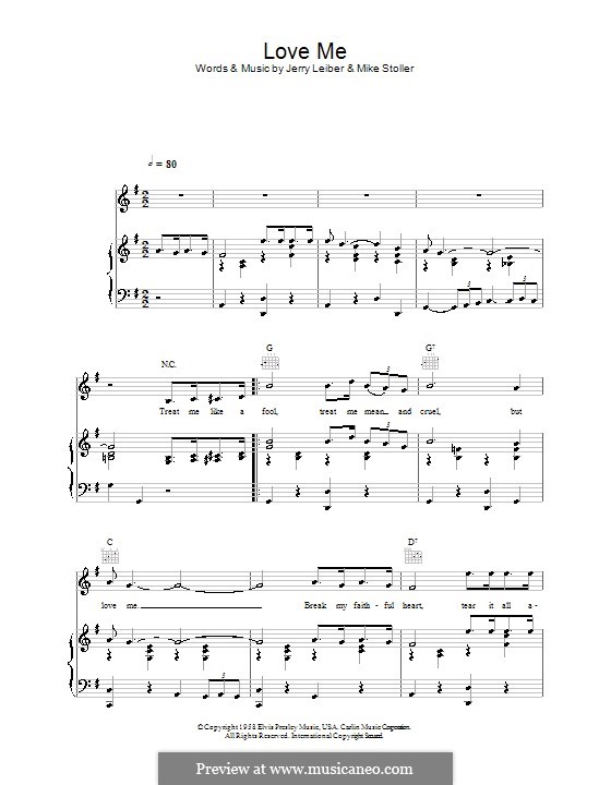 Love Me (Elvis Presley) von J. Leiber, M. Stoller Noten auf MusicaNeo