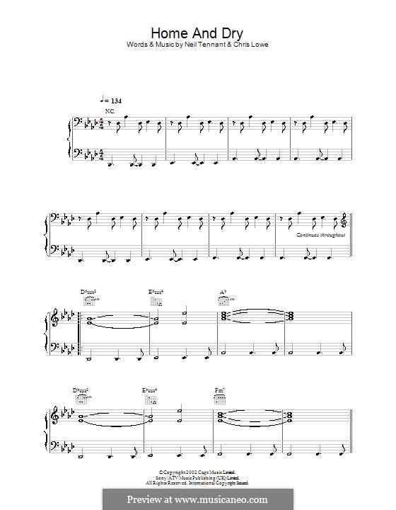 Home and Dry (The Pet Shop Boys): Für Stimme und Klavier (oder Gitarre) by Chris Lowe, Neil Tennant