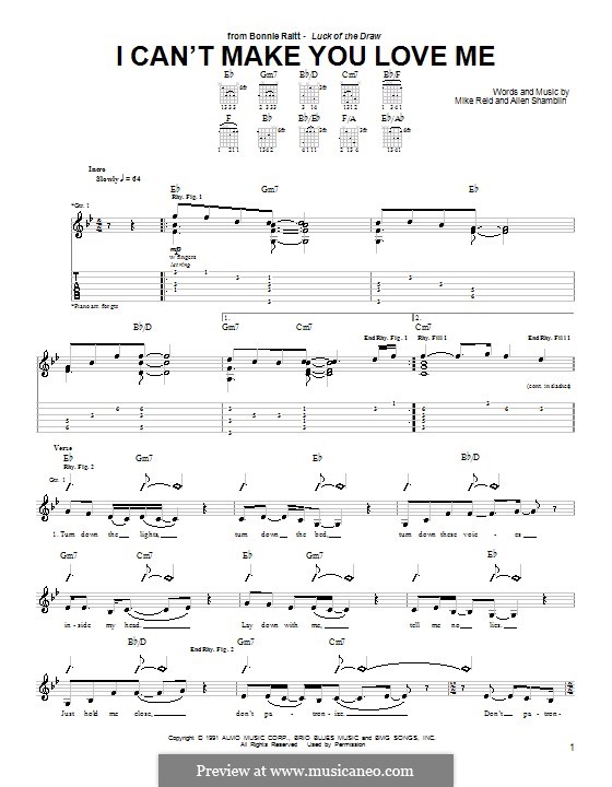 I Can't Make You Love Me (Bonnie Raitt): Für Gitarre by Allen Shamblin, Mike Reid