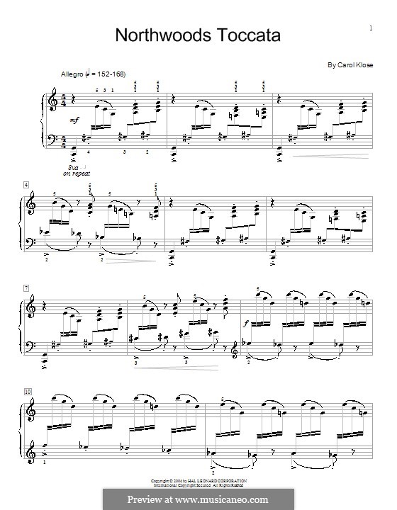 Northwoods Toccata: Für Klavier by Carol Klose