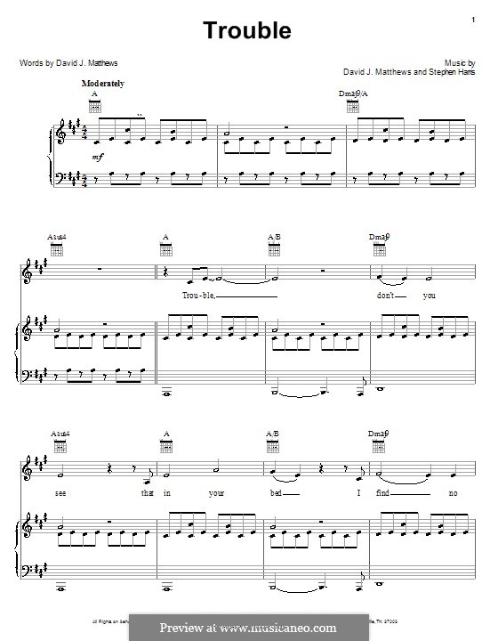 Trouble: Für Stimme und Klavier (oder Gitarre) by David J. Matthews, Steve Harris