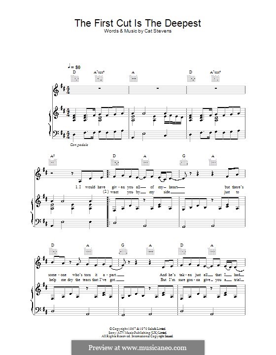 The First Cut Is the Deepest: Für Stimme und Klavier (oder Gitarre) by Cat Stevens