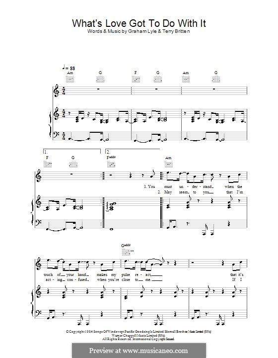 What's Love Got To Do with It (Tina Turner): Für Stimme und Klavier (oder Gitarre) by Graham Lyle, Terry Britten