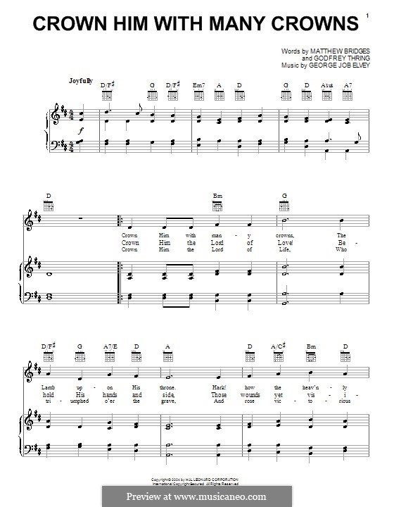 Crown Him with Many Crowns: Für Stimme und Klavier (oder Gitarre) by George Job Elvey