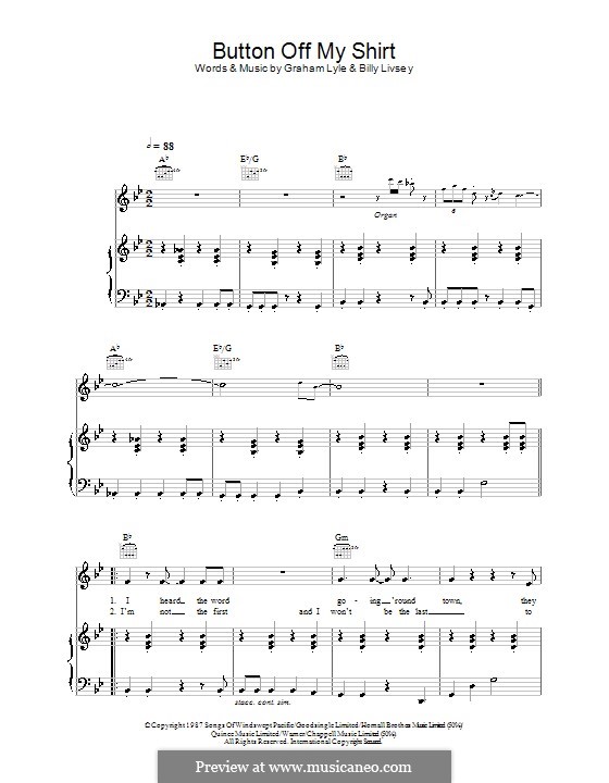 Button Off My Shirt: Für Stimme und Klavier (oder Gitarre) by Billy Livsey