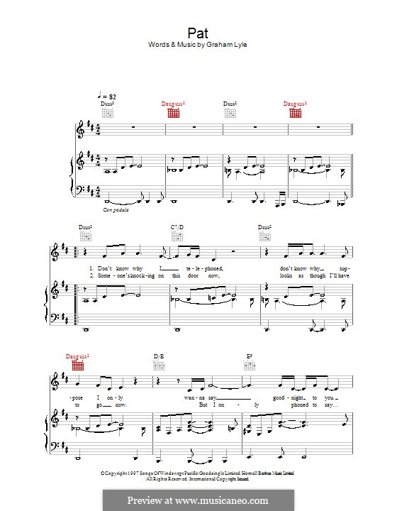 Pat: Für Stimme und Klavier (oder Gitarre) by Graham Lyle