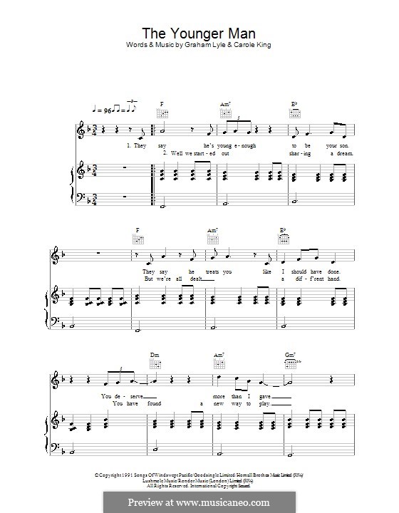 The Younger Man (Graham Lyle): Für Stimme und Klavier (oder Gitarre) by Carole King