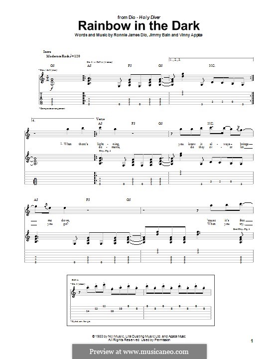 Rainbow in the Dark (Dio): Für Gitarre mit Tab by Jimmy Bain, Ronnie James Dio, Vinny Appice