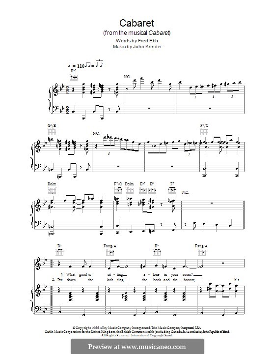 Cabaret (Liza Minnelli): Für Stimme und Klavier (oder Gitarre) by John Kander