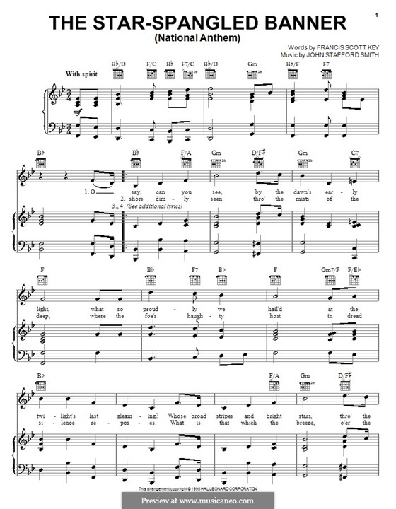 Vocal version: Für Stimme und Klavier oder Gitarre (B-Dur) by John Stafford Smith