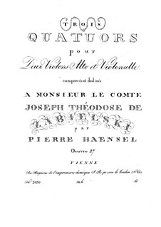 Drei Streichquartette, Op.27: Drei Streichquartette by Peter Hänsel