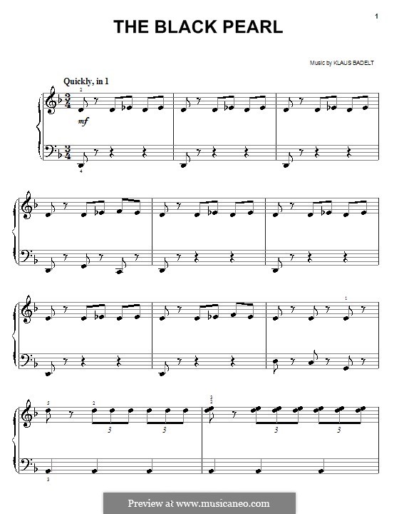 The Black Pearl (from Pirates of the Caribbean: The Curse of the Black Pearl): Für Klavier, leicht by Klaus Badelt