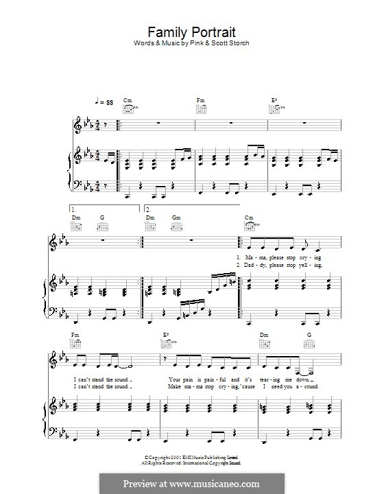 Family Portrait (Pink): Für Stimme und Klavier (oder Gitarre) by Alecia Moore, Scott Storch