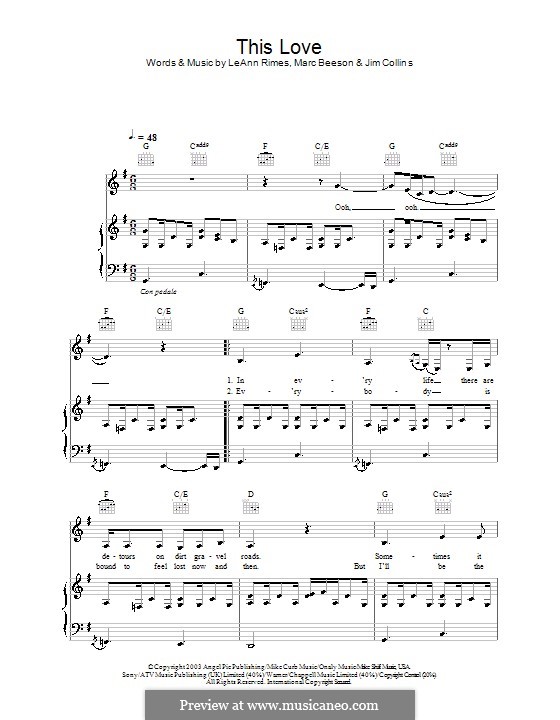 This Love (LeAnn Rimes): Für Stimme und Klavier (oder Gitarre) by Jim Collins, Marc Beeson