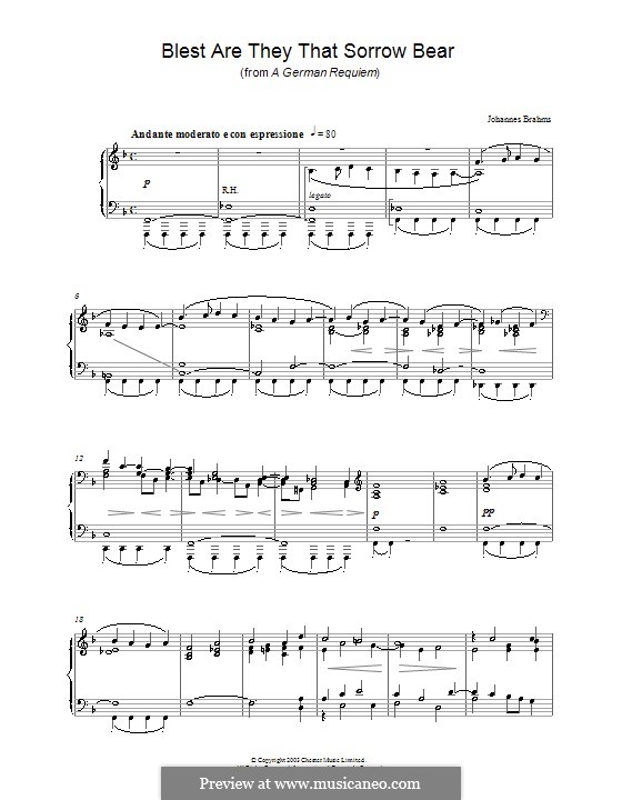 Ein deutsches Requiem, Op.45: Teil I, für Klavier by Johannes Brahms