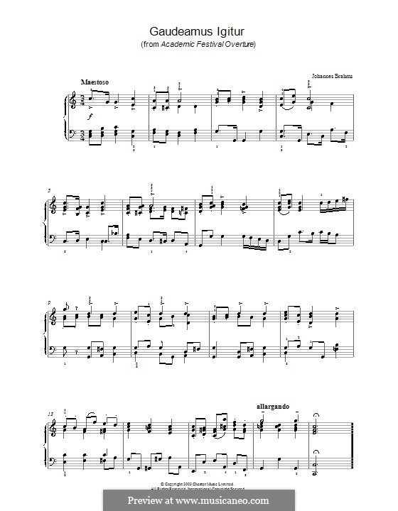 Gaudeamus Igitur: Für Klavier by Johannes Brahms