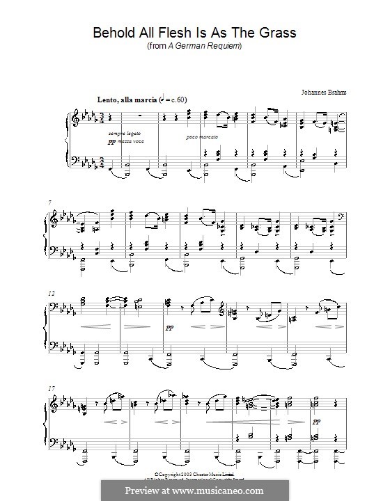 Ein deutsches Requiem, Op.45: Teil II, für Klavier by Johannes Brahms