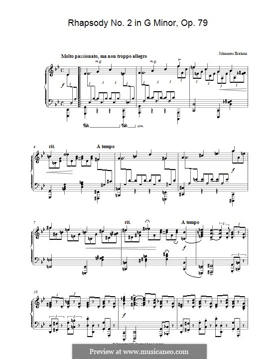 Zwei Rhapsodien, Op.79: Rhapsodie Nr.2 (Noten von hoher Qualität) by Johannes Brahms