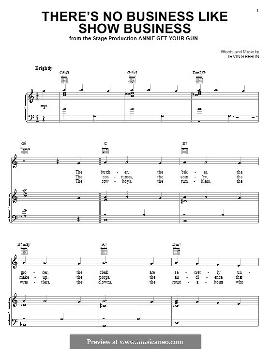 There's No Business Like Show Business (Ethel Merman): Für Stimme und Klavier (oder Gitarre) by Irving Berlin