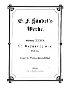 La Resurrezione, HWV 47: Vollpartitur by Georg Friedrich Händel