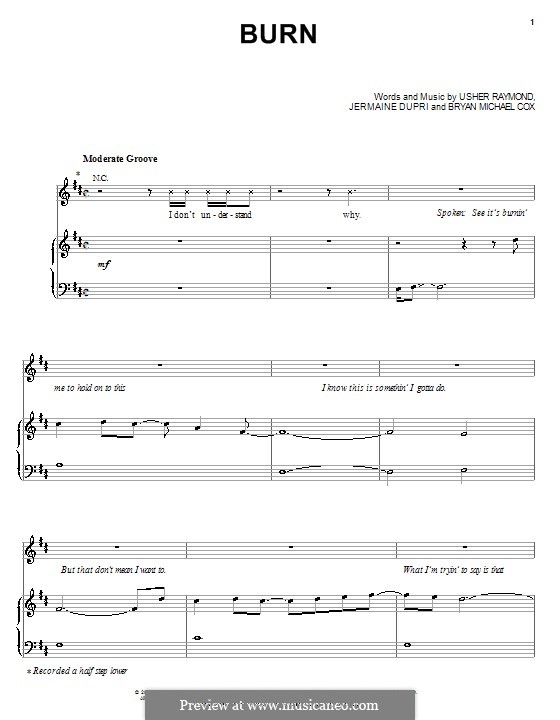 Burn (Usher): Für Stimme und Klavier (oder Gitarre) by Bryan Michael Cox, Jermaine Dupri