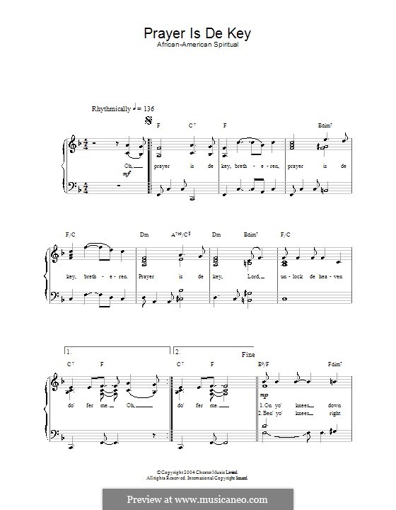 Prayer is De Key: Für Stimme und Klavier by folklore