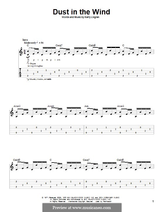 Dust in the Wind (Kansas): Für Gitarre mit Tabulatur by Kerry Livgren