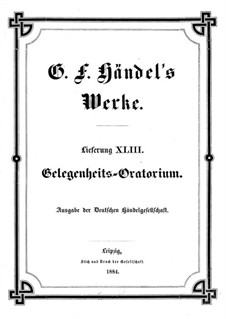 Gelegenheits-Oratorium, HWV 62: Partitur und Klavierauszug by Georg Friedrich Händel