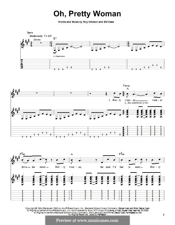 Oh, Pretty Woman: Für Gitarre mit Tabulatur by Bill Dees, Roy Orbison