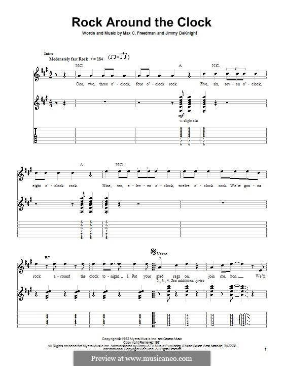 Rock Around the Clock (Bill Haley and His Comets): Für Gitarre mit Tabulatur by Jimmy DeKnight, Max C. Freedman