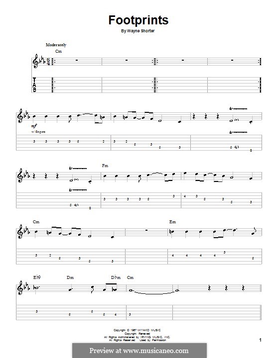 Footprints: Für Gitarre mit Tabulatur by Wayne Shorter