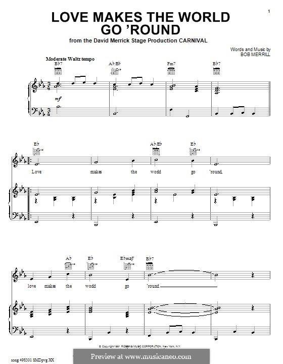 Love Makes the World Go 'Round: Für Stimme und Klavier (oder Gitarre) by Bob Merrill