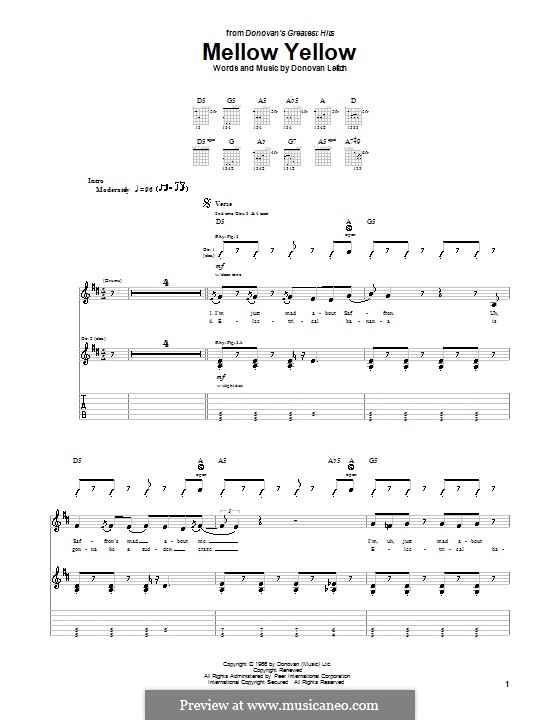 Mellow Yellow: Für Gitarre mit Tabulatur by Donovan Leitch