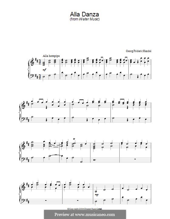 Suite Nr.2 in D-Dur, HWV 349: Alla Hornpipe, für Klavier by Georg Friedrich Händel