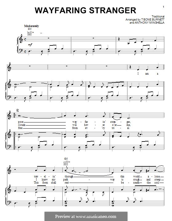 Wayfaring Stranger: Für Stimme und Klavier (oder Gitarre) by folklore