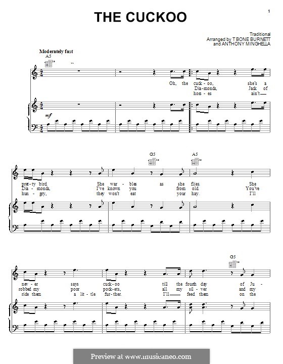 The Cuckoo: Für Stimme und Klavier (oder Gitarre) by Anthony Minghella