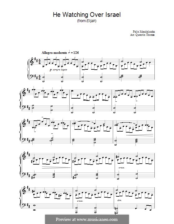 Elias, Op.70: He Watching over Israel by Felix Mendelssohn-Bartholdy