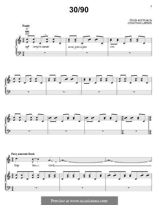 30/90: Für Stimme und Klavier (oder Gitarre) by Jonathan Larson