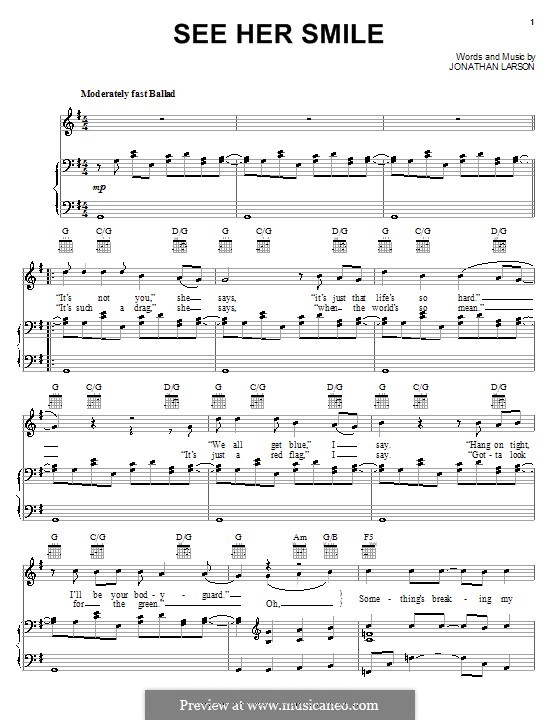 See Her Smile: Für Stimme und Klavier (oder Gitarre) by Jonathan Larson