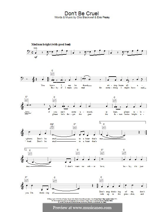 Don't Be Cruel von E. Presley, O. Blackwell Noten auf MusicaNeo