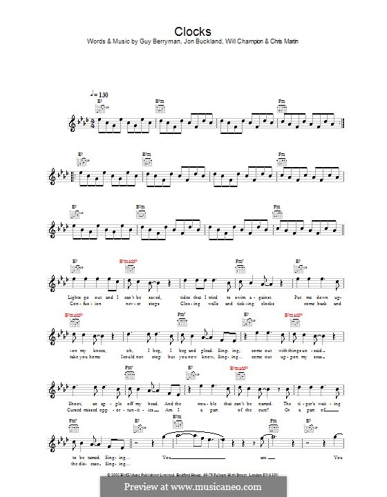 Vocal version: Melodie, Text und Akkorde by Chris Martin, Guy Berryman, Jonny Buckland, Will Champion