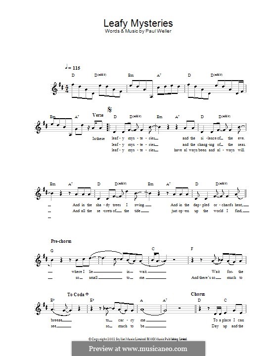 Leafy Mysteries: Melodie, Text und Akkorde by Paul Weller