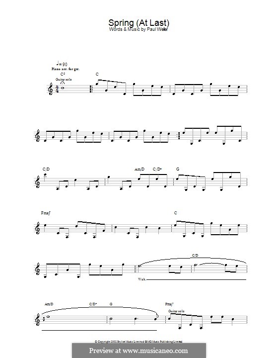 Spring (At Last): Melodie, Text und Akkorde by Paul Weller