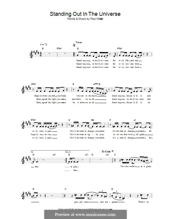 Standing Out in the Universe: Melodie, Text und Akkorde by Paul Weller