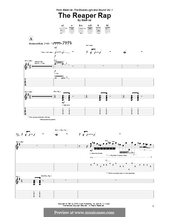 The Reaper Rap (from Bill and Ted's Bogus Journey): Für Gitarre mit Tabulatur by Steve Vai