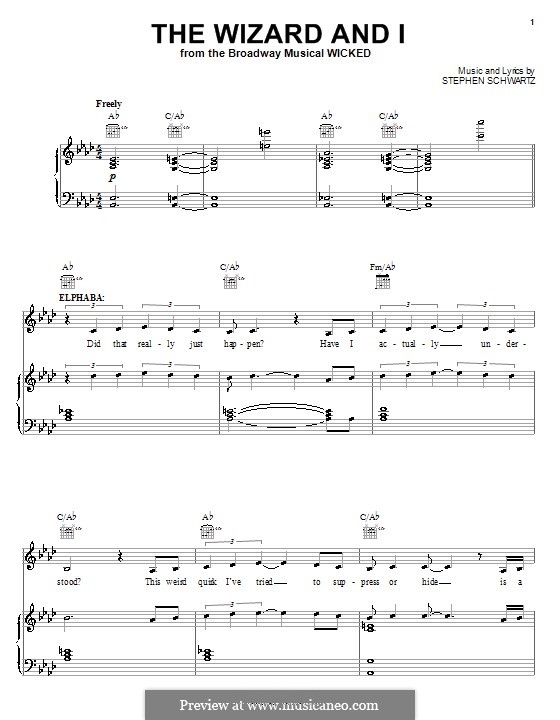 The Wizard and I: Für Stimme und Klavier (oder Gitarre) by Stephen Schwartz