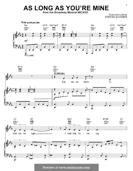 As Long as You're Mine (from Wicked): Für Stimme und Klavier (oder Gitarre) by Stephen Schwartz
